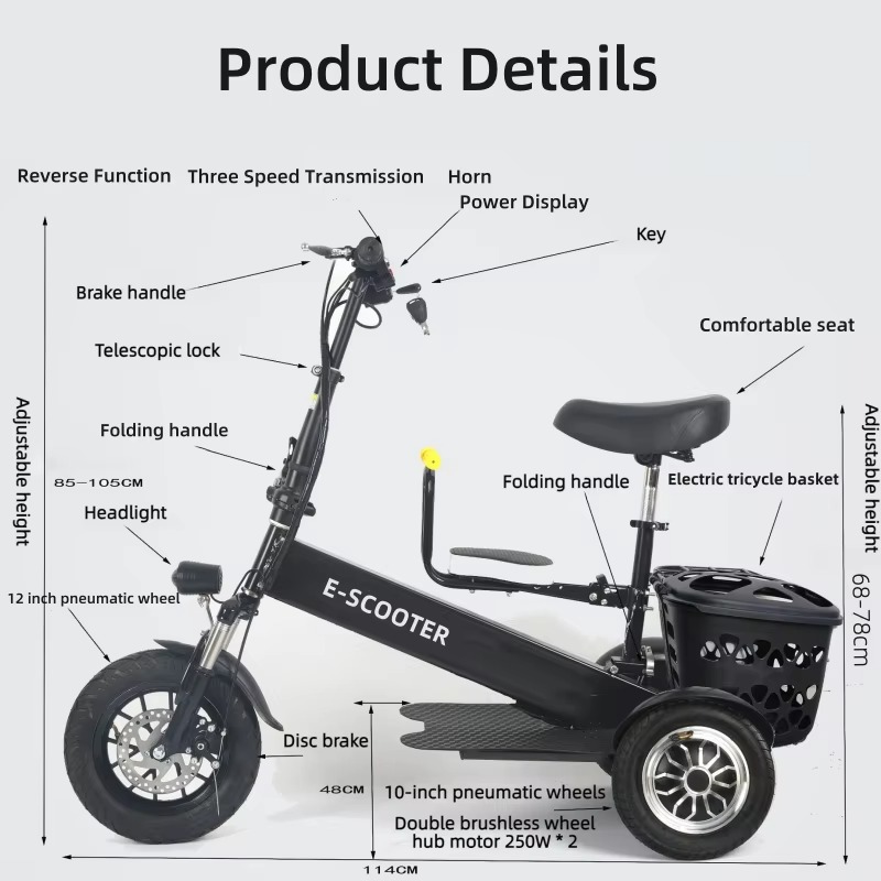 【2026】3 Wheel 2 Seats Folding  - Electric Scooter Adults ulasan dan harga